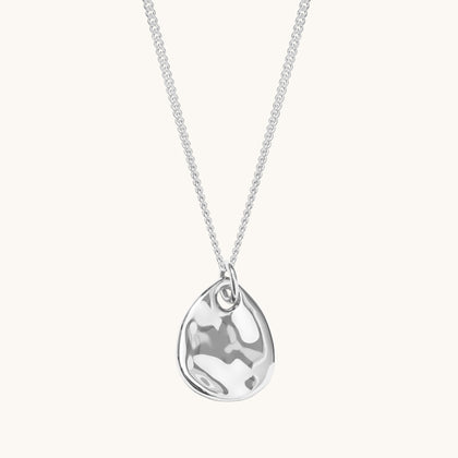 Ripple Tear Drop Necklace Silver